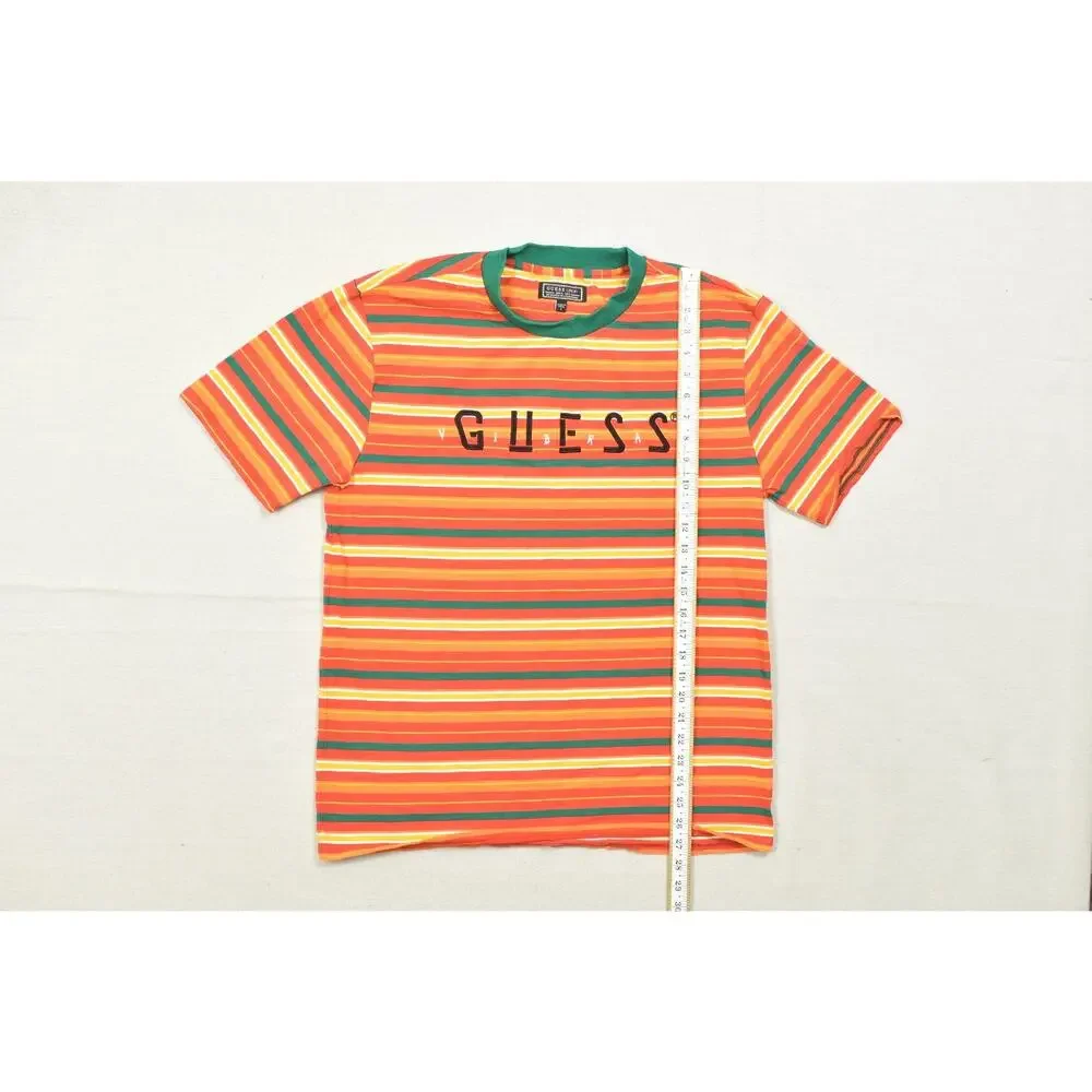 GUESS x J Balvin Vibras Striped Short Sleeve T-Shirt Men's Size Small Orange Gre - Picture 4 of 8